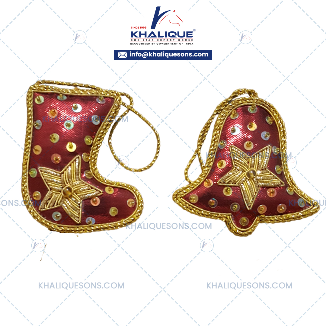 Handmade Red Zari Embroidery Hanging set