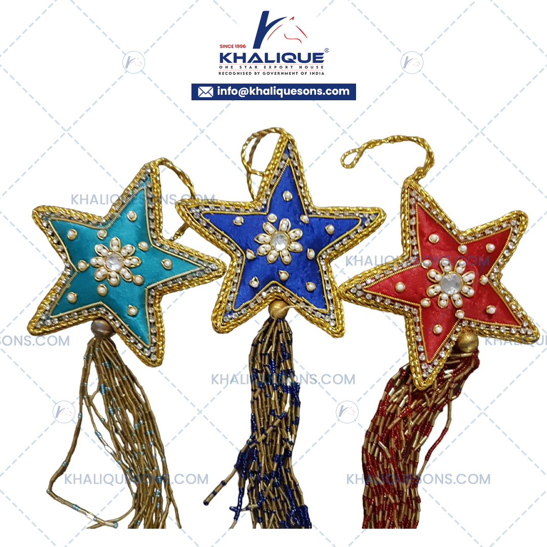 Christmas hanging zari embroidery star