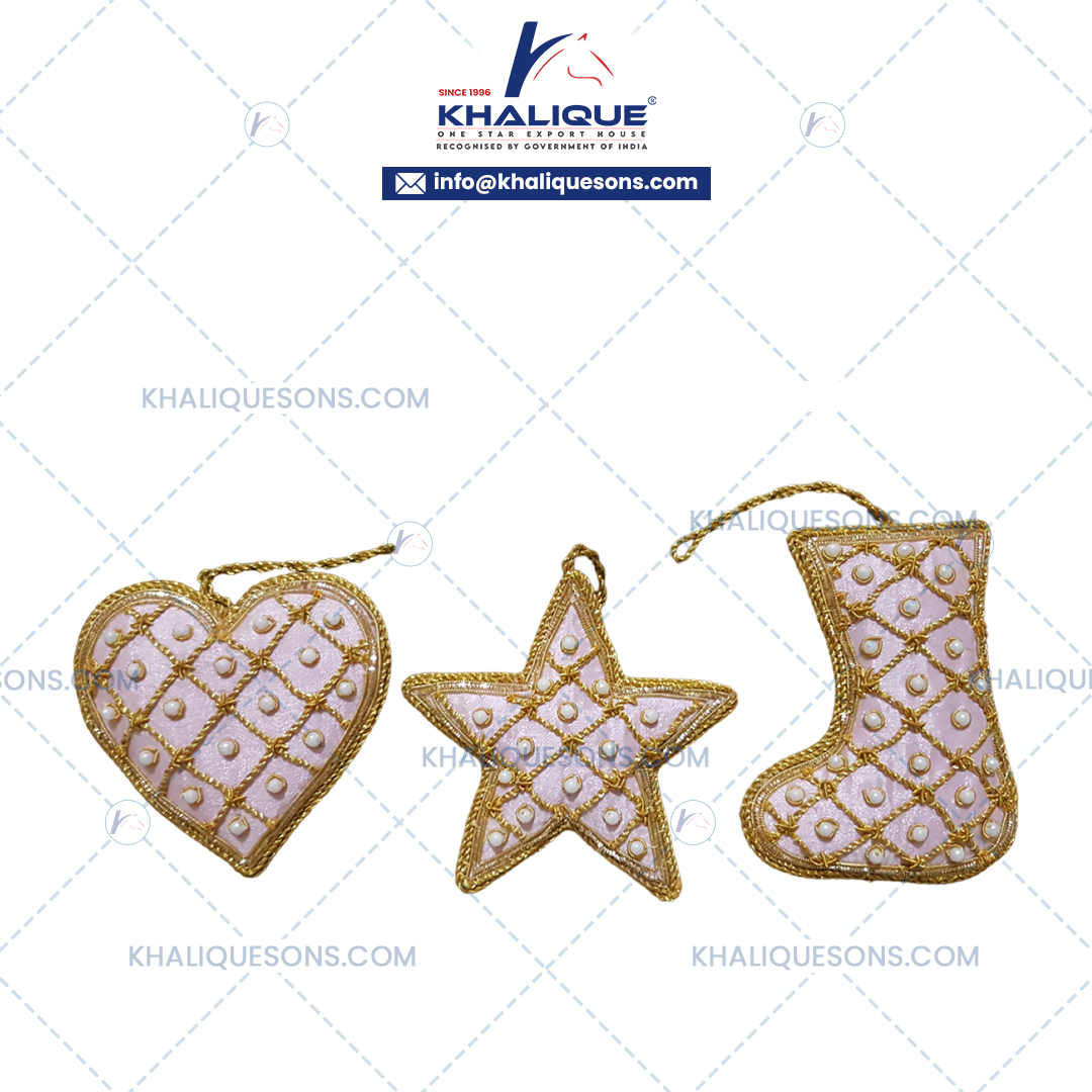 Golden Zari Christmas Hanging Ornaments