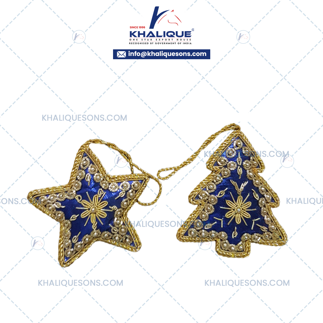 Handmade Blue Zari Embroidery Hanging Set