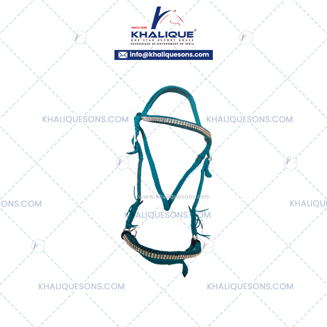 Teal Rope Halter w Fitting & Stone