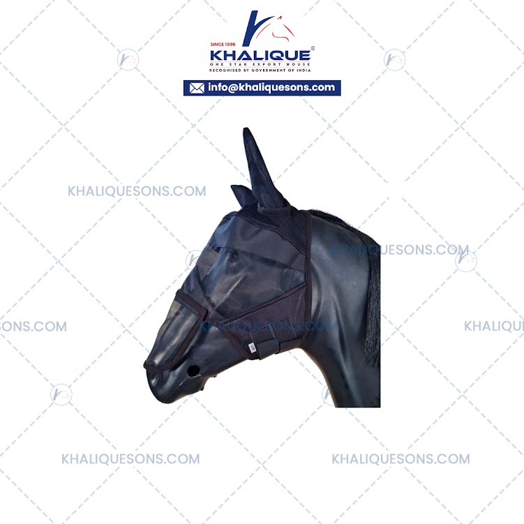 Black Horse Nylon Mesh Fly Mask